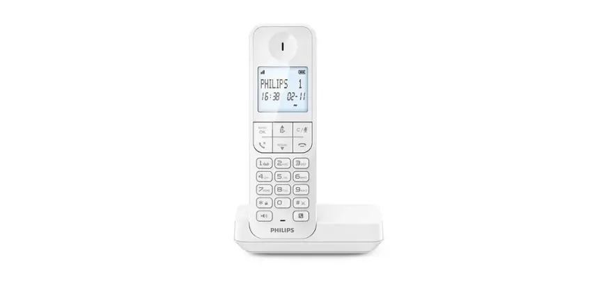 Téléphone sans fil Philips fixe D2701W Solo Blanc