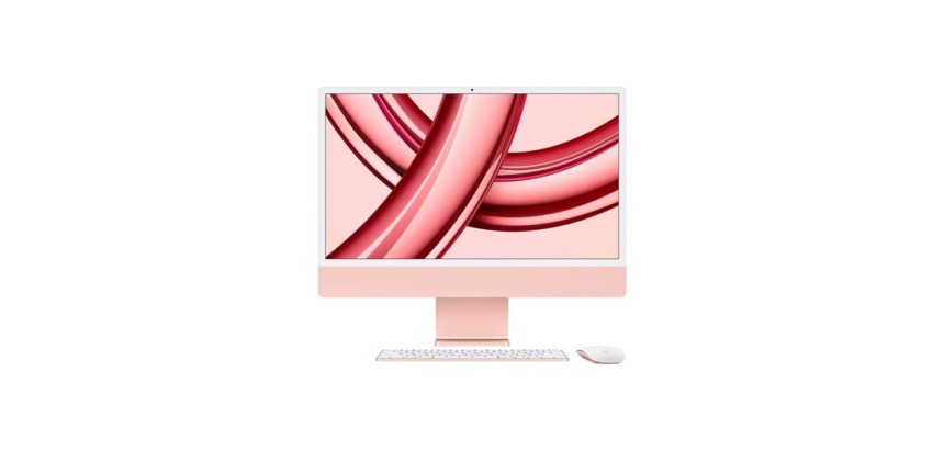 iMac Apple 24" écran retina 4,5K 256 Go SSD 8 Go RAM Puce M3 CPU 8 cœurs GPU 10 cœurs Rose Reconditionné