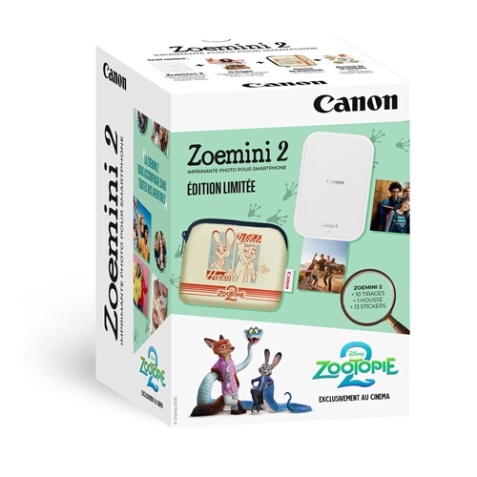 Imprimante photo Canon Kit Zoemini 2 Edition Zootopie 2 - Blanc + 10 recharges + Housse Zootopie 2 + Stickers