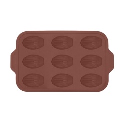Plat / moule Point Virgule Moule pour 9 madeleines en silicone platine Vintage Maroon 37x23x2cm