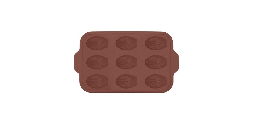 Plat / moule Point Virgule Moule pour 9 madeleines en silicone platine Vintage Maroon 37x23x2cm