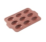 Plat / moule Point Virgule Moule pour 9 madeleines en silicone platine Vintage Maroon 37x23x2cm