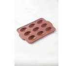 Plat / moule Point Virgule Moule pour 9 madeleines en silicone platine Vintage Maroon 37x23x2cm