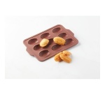 Plat / moule Point Virgule Moule pour 9 madeleines en silicone platine Vintage Maroon 37x23x2cm