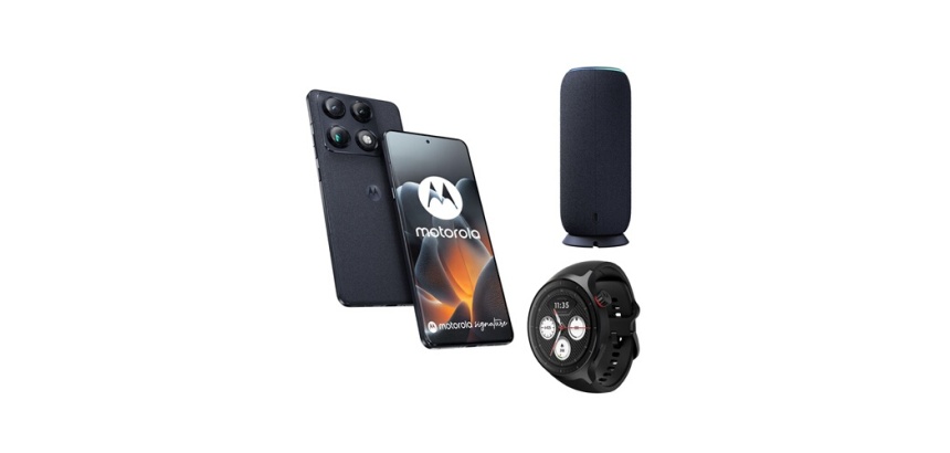 Smartphone Motorola Pack Signature 512Go Bleu Carbon + Sound Flow + Watch noire