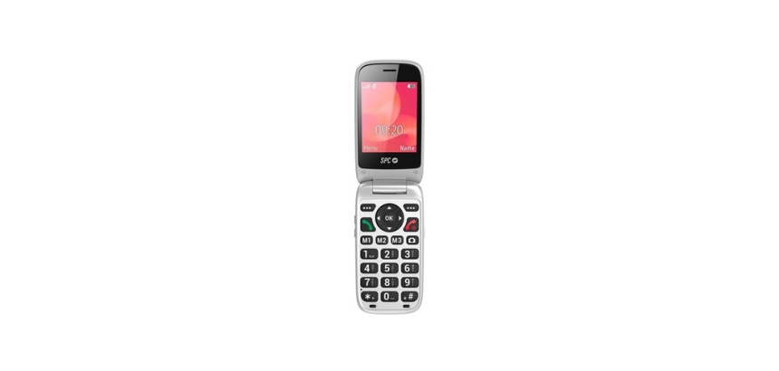 Téléphone portable basique Spc MOBILE 4G SENIOR CARE CLAPET ECRAN 2,8'' + ECRAN EXTERNE 1,77'' TOUCHE XL BOUTON SOS SYSTEME SPC CARE AVEC PERSONNALISATION ET SUIVI A DISTANCE VIA L''APP CARE OCLE DE CHARGE
