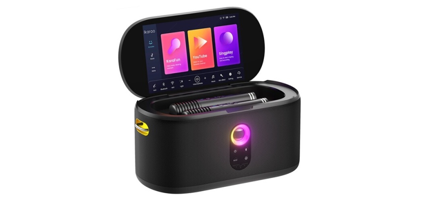 Lecteur Karaoké Ikarao Shell S1 Enceinte portable avec écran tactile 10,1'' et 2 microphones sans fil