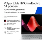 PC portable Hp OmniBook 3 Next Gen AI 14-hz0021nf 14" Snapdragon X 16 Go RAM 512 Go SSD Argent glacier