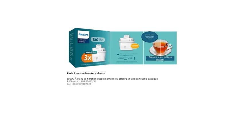 Cartouche filtre à eau Philips Cart anticalcaire