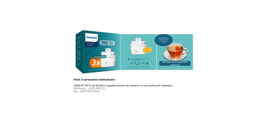 Cartouche filtre à eau Philips Cart anticalcaire