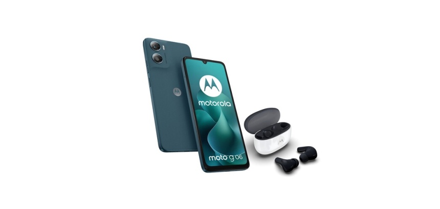 Smartphone Motorola Pack G06 4/64 Go Tapestry bleu + buds 2 Carbon blanc/noir