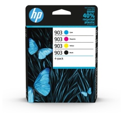 Cartouche d'encre Hp HP 903 Pack de 4 Cartouches d'Encre Noire, Cyan, Magenta, Jaune Authentiques (6ZC73AE) pour HP OfficeJet 6950, HP OfficeJet Pro 6960 / 6970