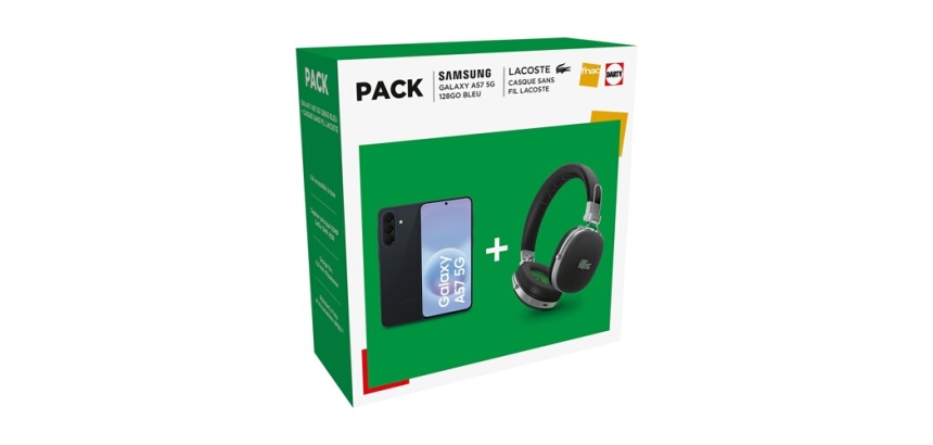 Smartphone Samsung Pack Galaxy A57 6.7" 5G Nano SIM 128 Go Gris + Casque sans fil Lacoste