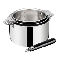 Batterie de cuisine Lagostina ESPERTA TRIPLY POIGNEE AMOVIBLE Lot 3 Cass + Poignee