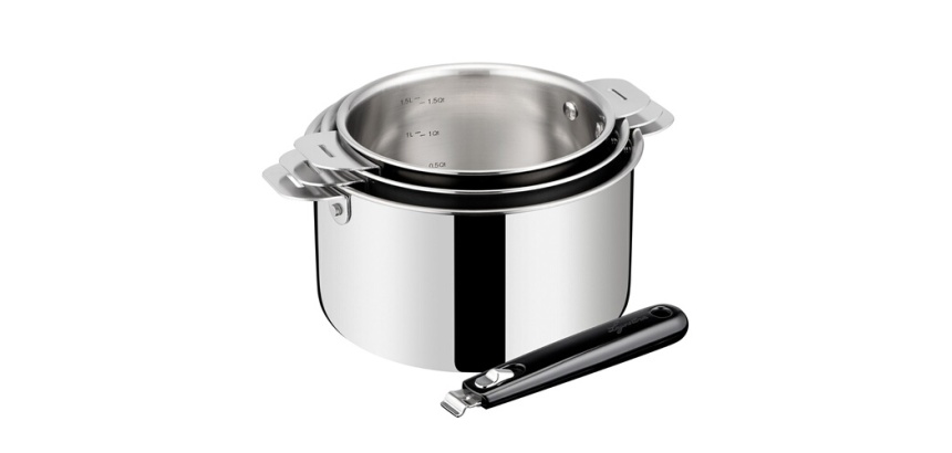 Batterie de cuisine Lagostina ESPERTA TRIPLY POIGNEE AMOVIBLE Lot 3 Cass + Poignee