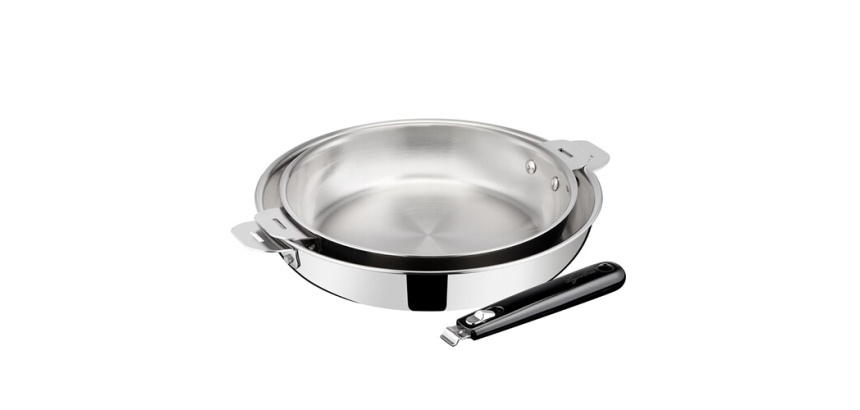 Batterie de cuisine Lagostina ESPERTA TRIPLY POIGNEE AMOVIBLE Lot 2 Po Inox + poignee