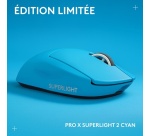 Souris Logitech gaming sans fil G PRO X SuperLight 2 Pro-Grade Cyan