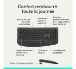 Ensemble clavier et souris Logitech sans fil Azerty Bluetooth Signature Comfort Plus MK880 Graphite