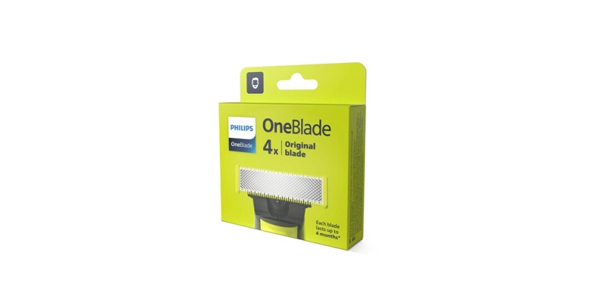Accessoire rasage Philips Pack de 4 lames de remplacement tondeuse OneBlade QP240/50 Chrome foncé