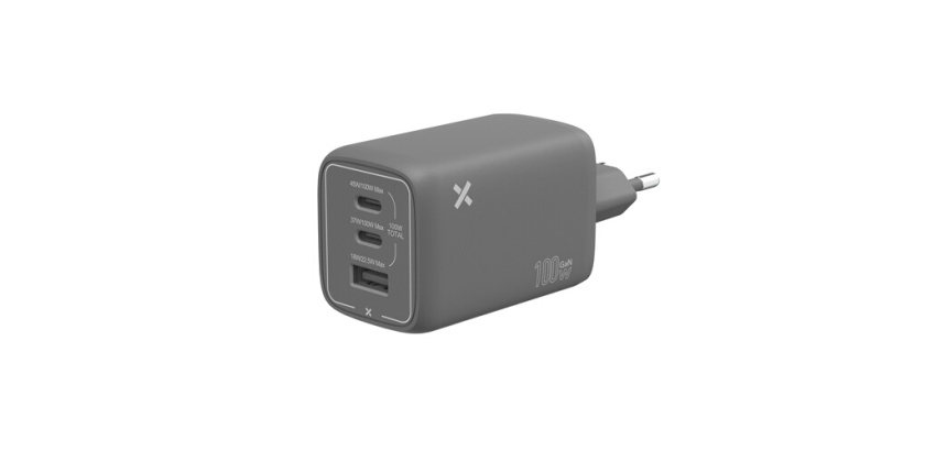 Chargeur pour téléphone mobile Wefix Pro CV GaN avec 2 ports USB-C et 1 port USB-A 100W Noir