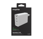 Chargeur et câble d'alimentation PC Mophie GaN à triple port USB-C 140W Blanc