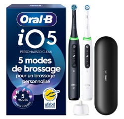 Brosse à dents électrique Oral B io 5 Duo Noire et Blanche X2