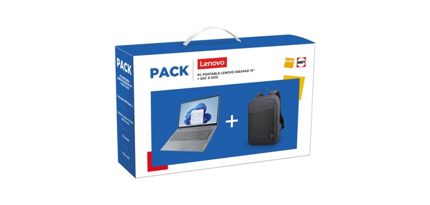 PC portable Lenovo Pack IdeaPad Slim 3 15AMN8 15,6" Full HD AMD Ryzen 5 16 Go RAM 512 Go SSD Gris Arctique + Sac à dos