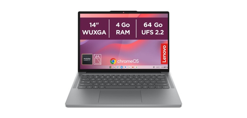 PC portable Lenovo 14M8911 14" WUXGA Mediatek Kompanio 4 Go RAM 64 Go eMMC Noir et Gris