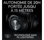 Casque PC Logitech gaming sans fil Pro X Lightspeed Noir avec repose casque pour PC PS5 et PS4