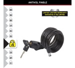 Câble antivol  à clé 1.8 m x 8 mm 2 clés noir