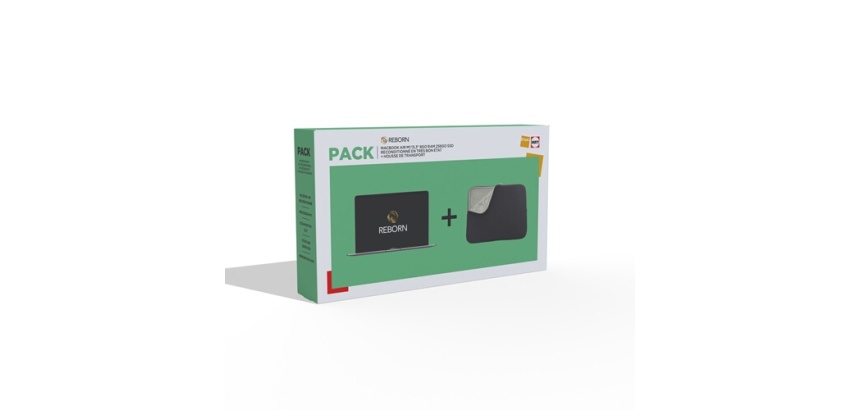 MacBook Apple Pack Air 13" 256 Go SSD 8 Go RAM Puce M1 8 cœurs Argent 2020 Reconditionné + Housse de protection