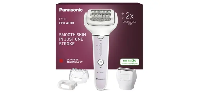 Epilateur électrique Panasonic ES-EY30AV503 avec 2 têtes incluses Wet & Dry