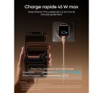 Chargeur pour téléphone mobile Anker avec écran intéractif Nano 45 W USB Type C Noir