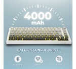 Clavier The G-lab triple mode mécanique gaming sans fil Azerty Keyz Elite 300 Dégradé Blanc