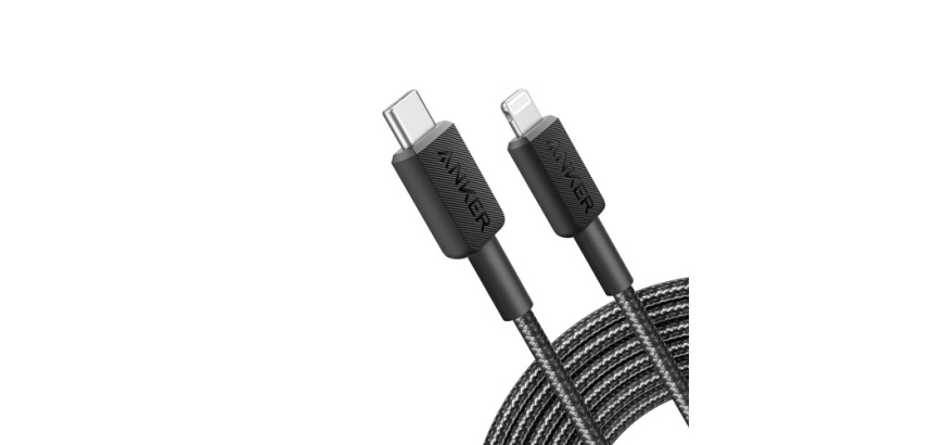 Câble téléphone portable Anker tressé USB-C vers Lightning 0,9 m Noir pour Smartphones et Tablettes