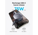 Accessoire téléphonie pour voiture Anker Chargeur Nano avec câble USB-C rétractable et port USB-C 75W Gris
