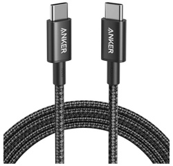 Câble téléphone portable Anker tressé USB-C vers USB-C 0,9 m Noir pour Smartphones Tablettes et Ordinateurs portables