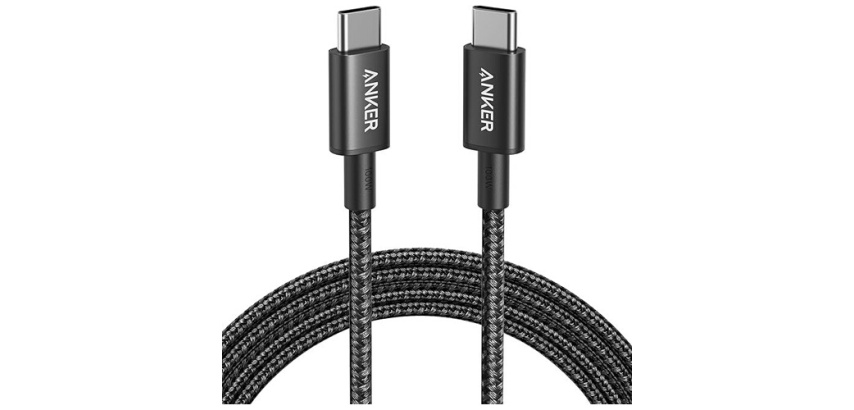 Câble téléphone portable Anker tressé USB-C vers USB-C 0,9 m Noir pour Smartphones Tablettes et Ordinateurs portables