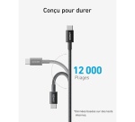 Câble téléphone portable Anker tressé USB-C vers USB-C 1,8 m Noir pour Smartphones Tablettes et Ordinateurs portables