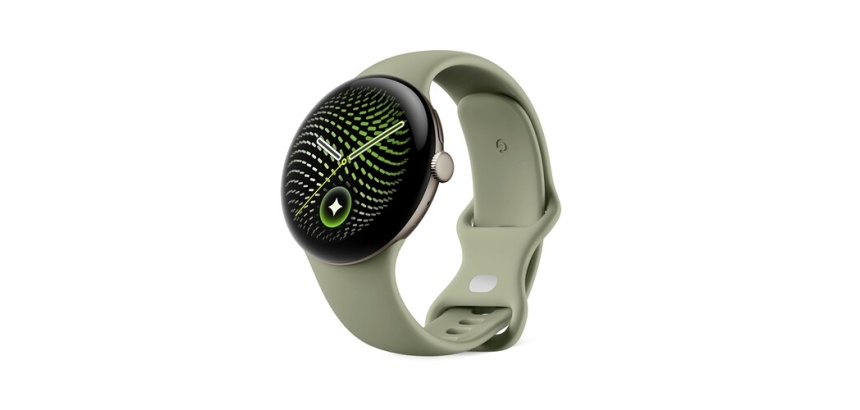 Montre connectée Google Pixel Watch 5 45 mm Bluetooth Doré avec bracelet sport caoutchouc Vert