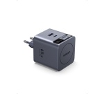 Chargeur pour téléphone mobile Ugreen secteur Nexode Pro Series X615 GaN 2 USB Type C et USB rétractable 65 W Gris anodisé