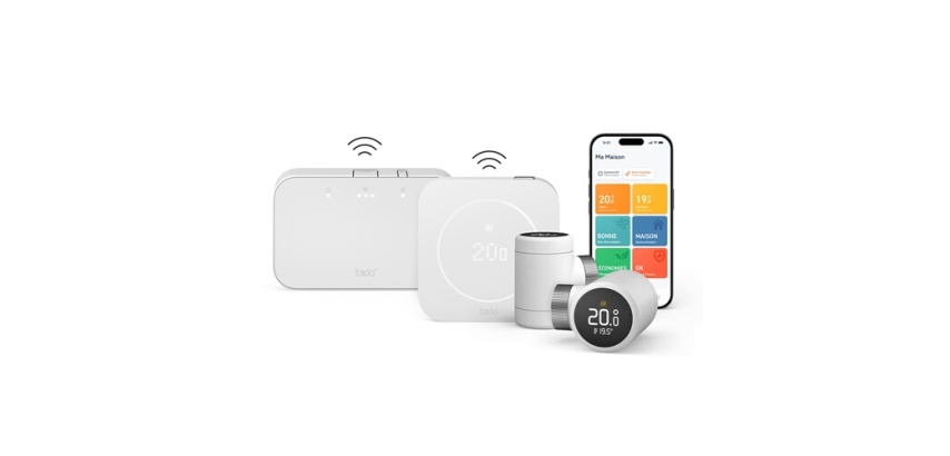 Thermostat connecté Tado Kit de démarrage Multiroom intelligent sans fil X 2e gén. Blanc + 2 Têtes thermostatiques intelligentes X