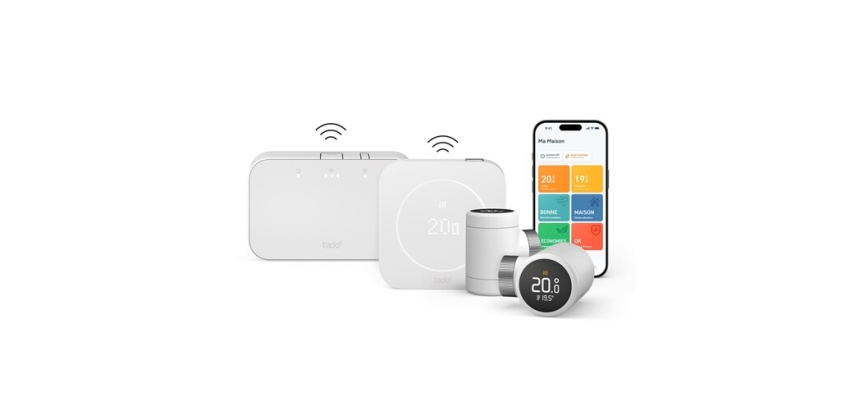 Thermostat connecté Tado Kit de démarrage Multiroom intelligent sans fil X 2e gén. Blanc + 2 Têtes thermostatiques intelligentes X