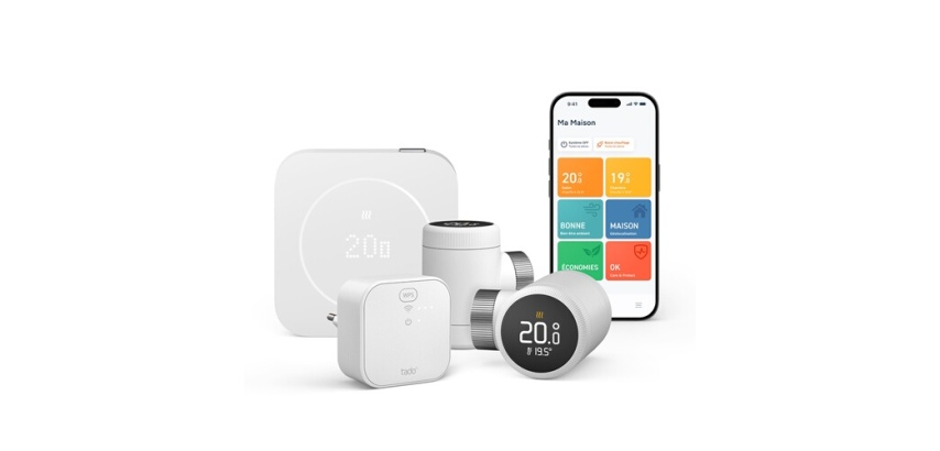Thermostat connecté Tado Kit de démarrage filaire et Intelligent 2e gén + 2 Têtes thermostatiques intelligentes X Blanc