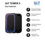 Enceinte Sono DJ Sony sans fil Bluetooth SRS-ULT500 Tower 5 festive Noir