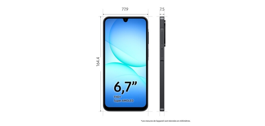 Smartphone Samsung Galaxy A17 6,7" 5G Double nano SIM 128 Go Noir