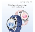 Montre connectée Huawei Watch GT 7 46 mm Bluetooth acier inoxydable Argent avec bracelet en fluoroélastomère Bleu et Blanc