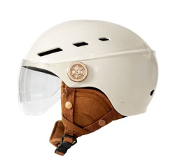 Casque vélo Tnb avec visière et oreillettes Urban Moov Vista Taille L Ivoire Doré