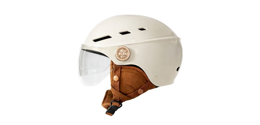 Casque vélo Tnb avec visière et oreillettes Urban Moov Vista Taille L Ivoire Doré