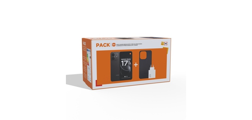 Smartphone Xiaomi Pack Redmi Note 17 Pro 6,83" 5G Double nano SIM 256 Go Noir + Hyper chargeur 67 W Type A Blanc + Coque Noir